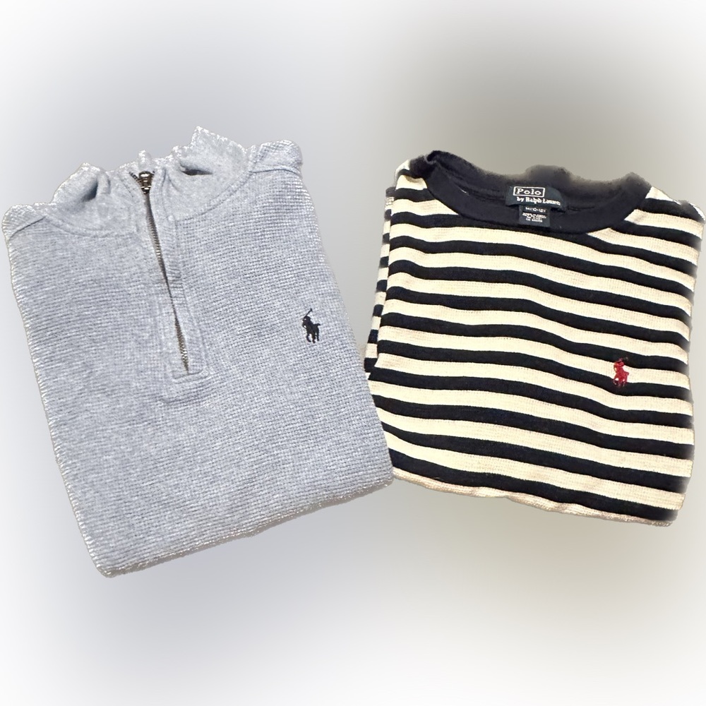 Set of 2a Polo by Ralph Lauren, waffle knit long sleeves